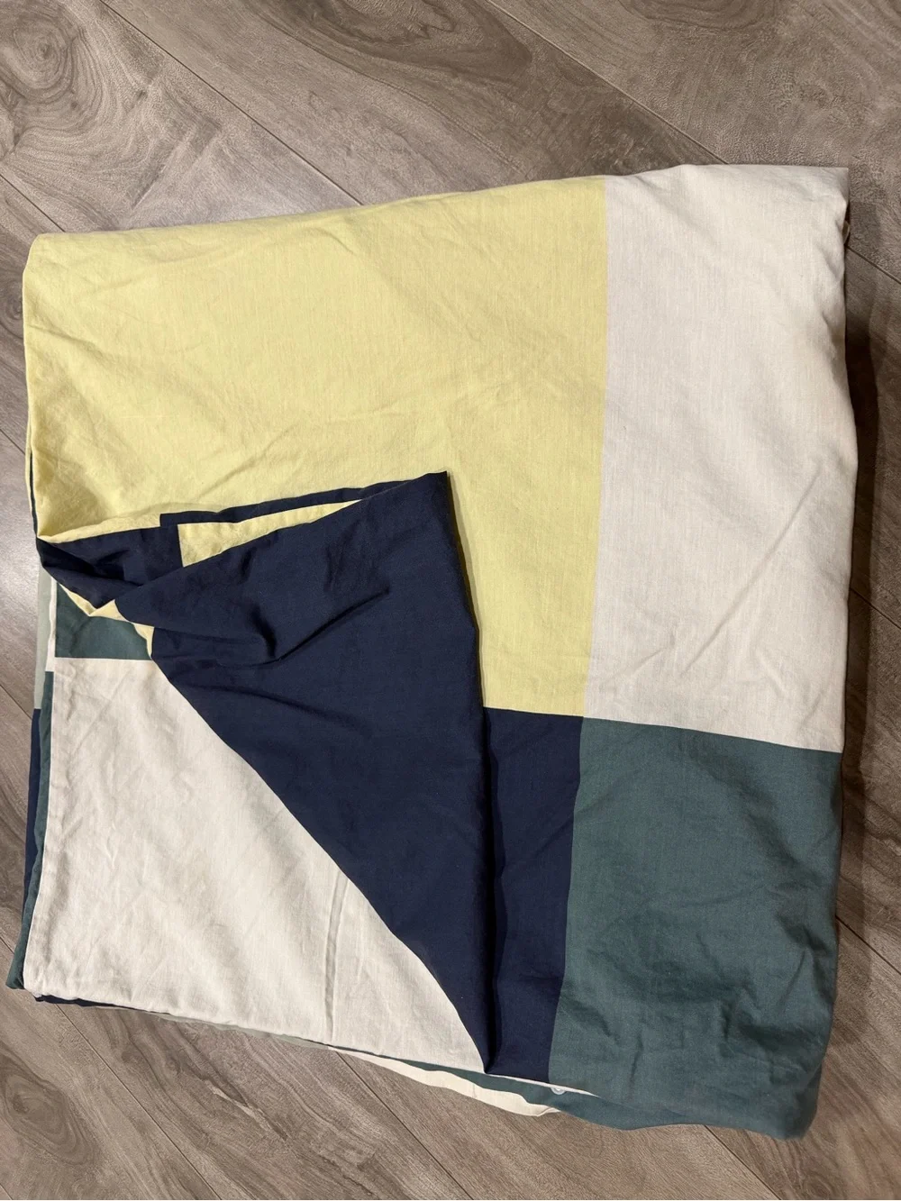 Colorblock Duvet Cover in Navy, Teal & Cream
